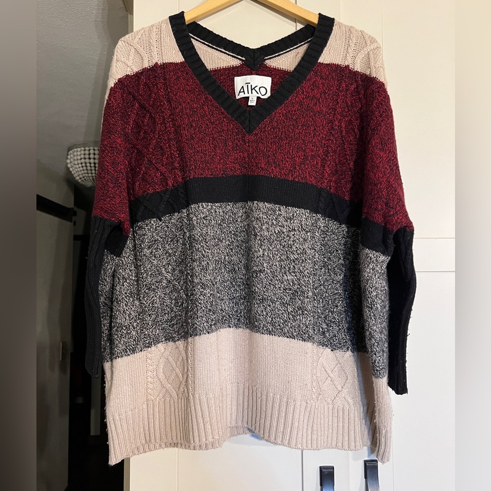 ATKO oversized sweater, v neck, size S